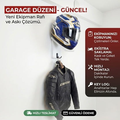 MotoBase™ Kask Askı Aparatı – Mont ve Anahtar Organizer