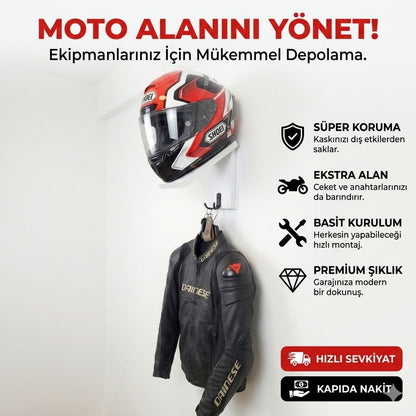 MotoBase™ Kask Askı Aparatı – Mont ve Anahtar Organizer